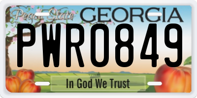 GA license plate PWR0849