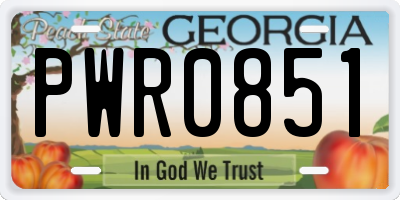 GA license plate PWR0851