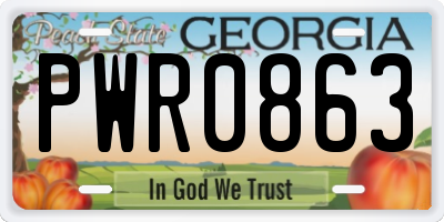 GA license plate PWR0863