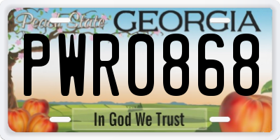 GA license plate PWR0868