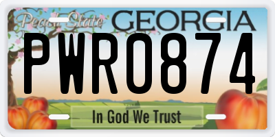 GA license plate PWR0874
