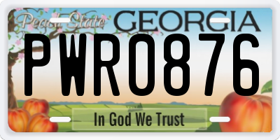 GA license plate PWR0876