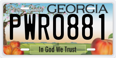 GA license plate PWR0881
