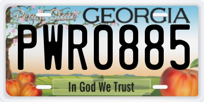 GA license plate PWR0885