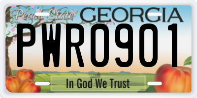 GA license plate PWR0901