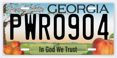 GA license plate PWR0904