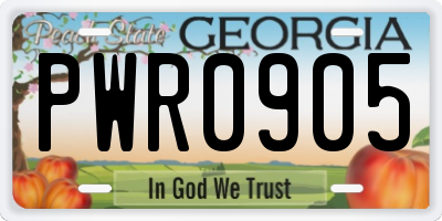 GA license plate PWR0905