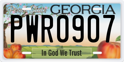 GA license plate PWR0907