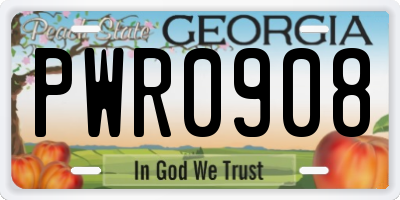 GA license plate PWR0908