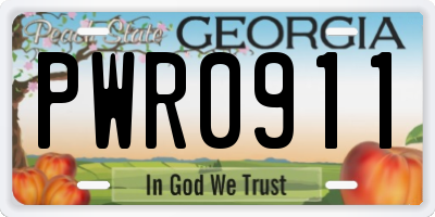 GA license plate PWR0911