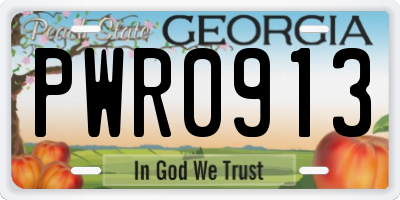 GA license plate PWR0913