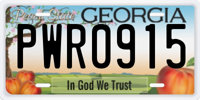 GA license plate PWR0915