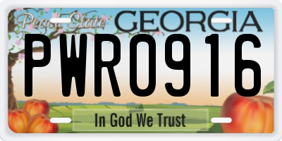 GA license plate PWR0916