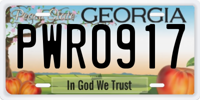 GA license plate PWR0917