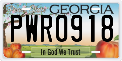 GA license plate PWR0918