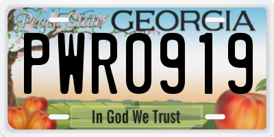 GA license plate PWR0919