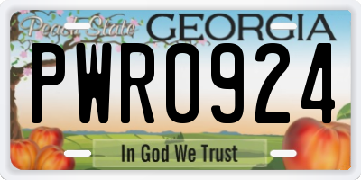 GA license plate PWR0924