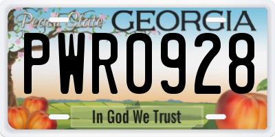 GA license plate PWR0928