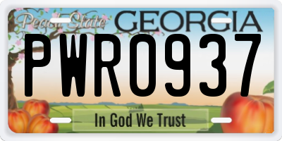 GA license plate PWR0937