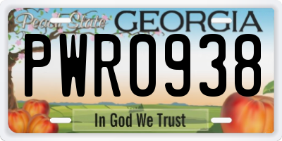 GA license plate PWR0938