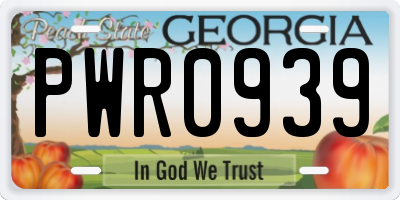 GA license plate PWR0939