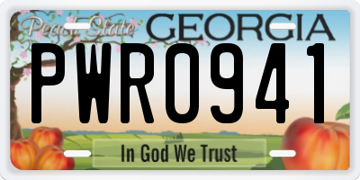 GA license plate PWR0941