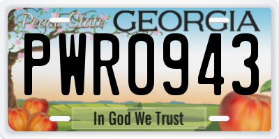 GA license plate PWR0943