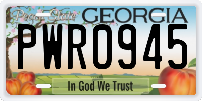 GA license plate PWR0945