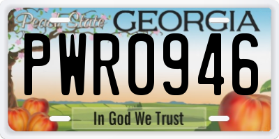 GA license plate PWR0946