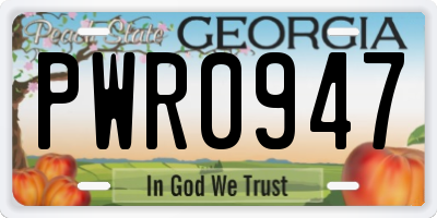 GA license plate PWR0947
