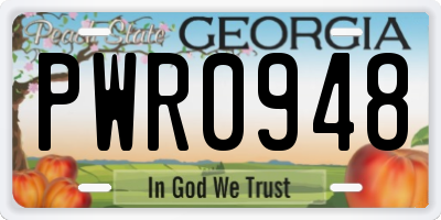 GA license plate PWR0948
