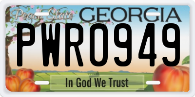 GA license plate PWR0949