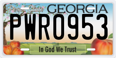 GA license plate PWR0953