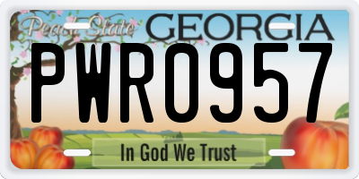 GA license plate PWR0957