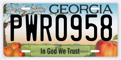 GA license plate PWR0958