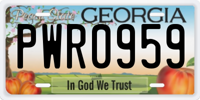 GA license plate PWR0959