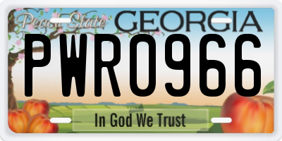 GA license plate PWR0966