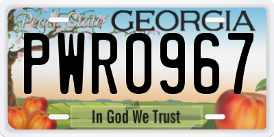 GA license plate PWR0967