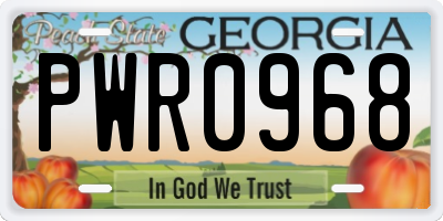 GA license plate PWR0968