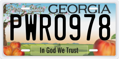 GA license plate PWR0978