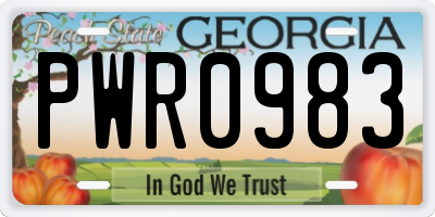 GA license plate PWR0983