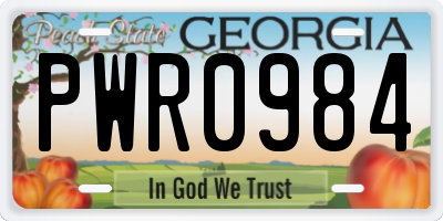 GA license plate PWR0984