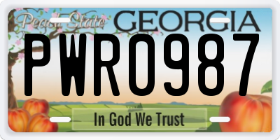 GA license plate PWR0987
