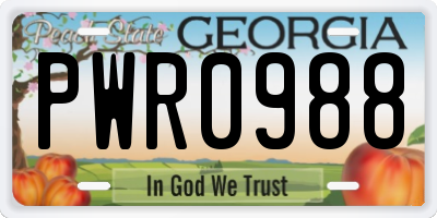 GA license plate PWR0988