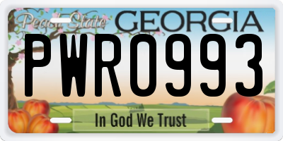 GA license plate PWR0993