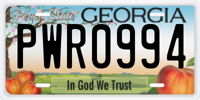 GA license plate PWR0994