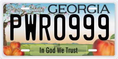 GA license plate PWR0999