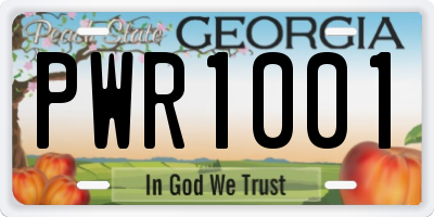 GA license plate PWR1001