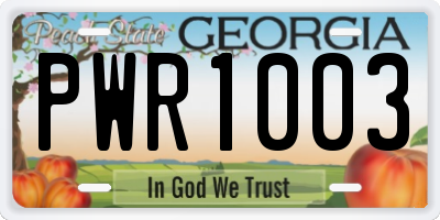 GA license plate PWR1003
