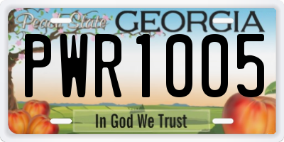 GA license plate PWR1005